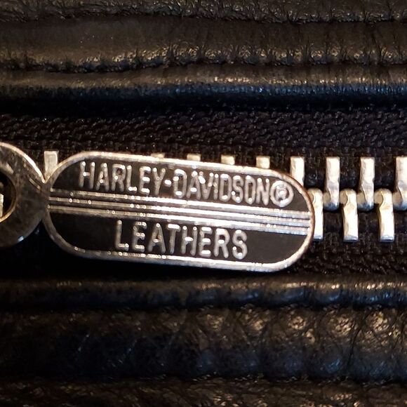 Harley Davidson Vintage Black Leather Motorcycle Jacket - Picture 9 of 14